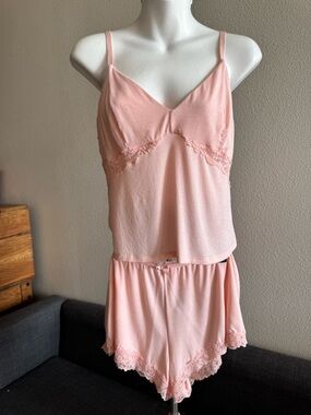 INC International Concepts Blush Pink Lace-Trim Sleep Set